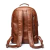 Mochila natural couro genuíno homens 15,6 polegadas laptop sacos de viagem bagpack mochila masculino vintage café marrom