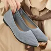 Hollow Stretch Knit Ballet Flat Loafers 2023 Spring Breattable Mesh Shoes Ballerina Moccasins Point Toe Boat 240202