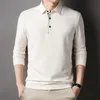 Spring Autumn Men's Loose Long Sleeve Polo Shirt Casual Lapel Plaid Business Collar T Tops 240129