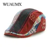 Wuaumx unisex basker hattar för män kvinnor bomulls fritid visir vår sommar sol hatt platt basker cas casquette gorras planas 240124