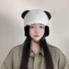 Berets Korean Version Of Dome Cute Panda Plush Bomber Hats Women Autumn And Winter Thickened Cycling Ear Protection Warm Ski Caps