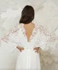 Arabia A Line Wedding Dress V Neck Lace Appliciques Lång ärm Brudklänningar Sop Train Backless Boho Brudklänningar