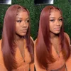 Reddish Brown Lace Front Human Hair Pre Plucked Dark Red Brown Bone Straight 134 136 HD Lace frontal Wig On Sale Clearance 240118