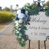 Decorative Flowers Artificial Wedding Arch Kit Silk Flower For Boho Dusty Rose Blue Eucalyptus Garlands Welcome Sign Decor