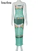 캐주얼 드레스 호트 로우 여성 꽃 메쉬 보디콘 파티 스트리트웨어 긴 드레스 2024 여름 가을 도매 비즈니스 아이템