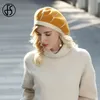 FS Femmes Bérets Pour Automne Hiver Blanc Français Artiste Chapeau Vintage Filles Peintre Chapeaux Béret Femme Femme Casquette Chaude 2023 240124