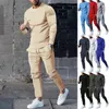 Primavera inverno masculino agasalho 2 pçs manga longa conjunto esporte treinamento correndo ginásio jogging futebol roupas esportivas 240202