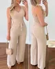 Zomer Vrouw Lange Jumpsuits Elegante Sexy V-hals Shirred Cami Top Hoge Taille Broek Set Fashion Casual s 240202