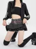 Röcke Mädchen Gothic Y2k Mini Rock Frauen Koreanische Mode Nette Kurze Weibliche Hohe Taille Doppel Gürtel Sexy Plaid 2024