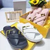 2024 New Designer Women Slipper Men Slides Leather Sandal Hook & Loop Casual Shoes Summer Sandals Ladies Flip Flops Beach Slippers