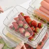 Réfrigérateur organisateur Bin empilable réfrigérateur boîte de rangement en plastique transparent conteneurs alimentaires garde-manger cuisine 240125