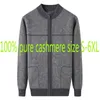 Mens Large Fashion 100%pure Cashmere Cardigan Men Mandarin Collar Computer Knitted Thick Casual Sweater Coat Plus Size S-6xl 240125