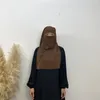 민족 의류 niqab 무슬림 여성 베일 nida 짧은 khimar 2 페이스 커버 스카프 hijab burqa 이슬람 히잡 랩 터번 라마단기도 헤드웨어