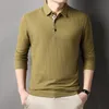 Spring Autumn Men's Loose Long Sleeve Polo Shirt Casual Lapel Plaid Business Collar T Tops 240129