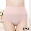 Kvinnors trosor 5st hög midja bomullskvinnor Body Shaper Underwear Plus Size XL-4XL Fashion Girls Briefs sömlös sexig kvinnlig underkläder