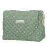 Sacs à cosmétiques Sacs à main de maquillage pour femmes Fermeture à glissière Coréen Organisateur de voyage matelassé Pochette de maquillage portable Imprimé floral Grande capacité pour dames