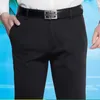 Été mince hommes glace soie quatre côtés élastique pantalons décontractés papas pantalon lâche moyen et personnes âgées 240124