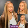 34inch Bone Straight Lace Front Human Hair 427 Ombre 134 Lace Frontal Wigs 136 Honey Blonde Colored Wigs for Women 240118