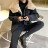 HziriP Feste Taste Frauen Mantel Taschen Verdicken Warme Weibliche Jean Jacke 2024 Winter Mode Büro Dame All-Match Elegante