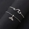 Anklets Bohemian Ocean Wave Whale Tail Anklet Armband Kvinnor Silver Silverfärg Ankelkedjor Fotarmband Summersmycken YQ240208