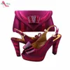 Specials Design Magenta Color Nigerian Women Shoes and Bag Set High Quality Slingback Sandals with Appliques for Wedding 240130