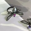 Cluster-Ringe MeiBaPJ 10mm große natürliche Reisperle Mode Libelle Ring DIY 925 Silber Halter Einstellung feinen Hochzeitsschmuck für Frauen