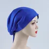 Vêtements ethniques Femmes Musulmanes Bande élastique Hijab Solide Couleur Réglable Petit Cap Tube Enveloppé Turban À Lacets