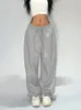 Deeptown Casual Gray Sweatpants Women Wide Leg Black Baggy Sports Joggers Classic Streetwear Female Oversized Trousers Allmatch 240123