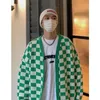 Boys Cardigan Checkerboard Plaid Sweater Knitted Y2K Sweater Jumper V-neck Trend College Coats Green Streetwear HomeWear 240125