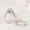 She 2 pezzi doppio Halo taglio rotondo AAAAA Cz anello di fidanzamento fede nuziale per le donne stile vittoriano gioielli da sposa in argento 925 240119