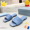 Slippers Fashion Sandals Women Designers Triangle Flat Slides Flip Flops Summer Genuine Leather Outdoor Loafers Bath Shoes with Box