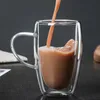 150-450ml Transparent Glass Coffee Cup 4 Size Milk Whiskey Tea Beer Double Creative Heat Resistant Cocktail Vodka Wine Mug 240124