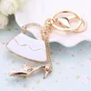 Keychains 5pcs Rhinestone High Heel Shoe Handbag Keychain Bag Keyring Car Keyfobs Fashion Metal Crystal Key Chains Ring Holder Gift R013