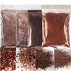 4 zakjes * 50 g bruin chunky nagel glitter fijn poeder pailletten decoratie holografische mix zeshoek bulk chroom pigment nagels accessoires 240202