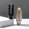 Candle Holders Luxury Marble Holder For Wedding Dinning Party Vintage Travertine Tealight Stand Jar Candlestick Table Centerpie
