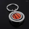 Keychains 10st Basketball Golf Keychain Metal Keyring Rotary Football Pendant Accessories Gift J148