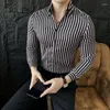 Mäns avslappnade skjortor Luxury Long Seced Suede Chic Korean Style Slim Fit Men Shirt Plus Size Club Prom Clothing Streetwear