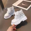 Boots Kids Autumn Winter Fashion Warm Thick Cotton Boys Girls Snow Children Leather Toddler Pearl Ankle