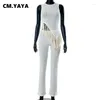 Women's Two Piece Pants CM.YAYA Fashion Knit Ribbed Set Tassel Irregular Tank Top And Wide Leg 2024 Chic 2 Outfits Tracksuit