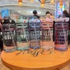Garrafas de água bebendo 2 capacidade tempo litro esportes ao ar livre fitness s garrafa marcador grande copo palha com