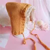 Boinas de encaje atado borla sombrero de lana dulce niña linda lolita tejida estilo coreano japonés protección para los oídos