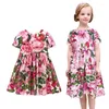 Kız Elbiseler Çocuk Etek İlkbahar ve Yaz Kızları Tam Baskı Gül Kısa Kollu Elbise Avrupa Amerikan tarzı giysiler