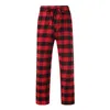 Homens sleepwear homens vintage xadrez homewear calças elásticas cintura longa calças largas em linha reta solta nightwear pijama pant masculino bottoms