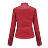 Kunstlederjacke Damen Herbst Frühling Damen Moto Biker Reißverschlussjacke Rot Schwarz Mantel Oberbekleidung Braun XS Lila Marine 240127