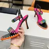 Sexy Crystal Decorate High Heel Shoes For Women Buckle Strap Stiletto Ladies Shoes Branded Heavy Indusry Sandales