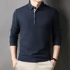 Spring Autumn Men's Loose Long Sleeve Polo Shirt Casual Lapel Plaid Business Collar T Tops 240129