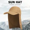 Bérets unisexe chapeau de pêche casquette pare-soleil Protection extérieure avec rabat de cou d'oreille amovible pour la randonnée Camping cyclisme