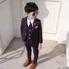 Baby Boys Wedding Party Costume Blazer Vest Pants Barn Formella kostymer Kläd Kids School Graduation Suit Teenage Ceremony Suit 240130