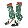 Calcetines para hombre, acuarela abstracta, Monstera, queso suizo, arte de hoja Tropical, estética bohemia, medias estampadas de primavera para hombre y mujer