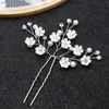 Hair Clips U-shaped Hairpin Metal Barrette Clip Simulated Pearl Bridal Tiara Wedding Accessories Marrige Hairstyle Design Tool Jewelry